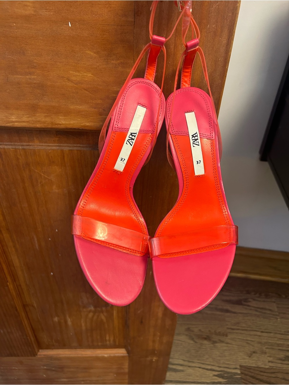 ZARA Pink and Orange Two-Tone Slingback Sandals